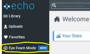 a screenshot of the home page of the platform Echo. Exam Mode is circled