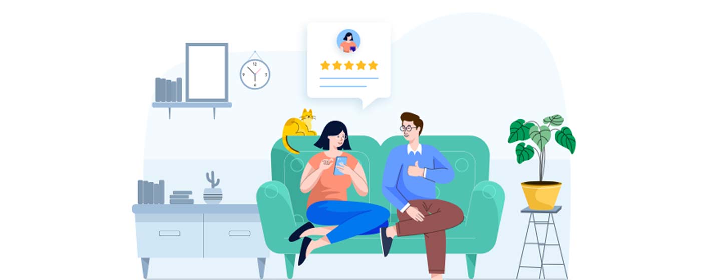 illustration couple on couch